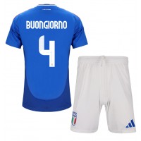 Taliansko Alessandro Buongiorno #4 Domáci Detský futbalový dres ME 2024 Krátky Rukáv (+ trenírky)